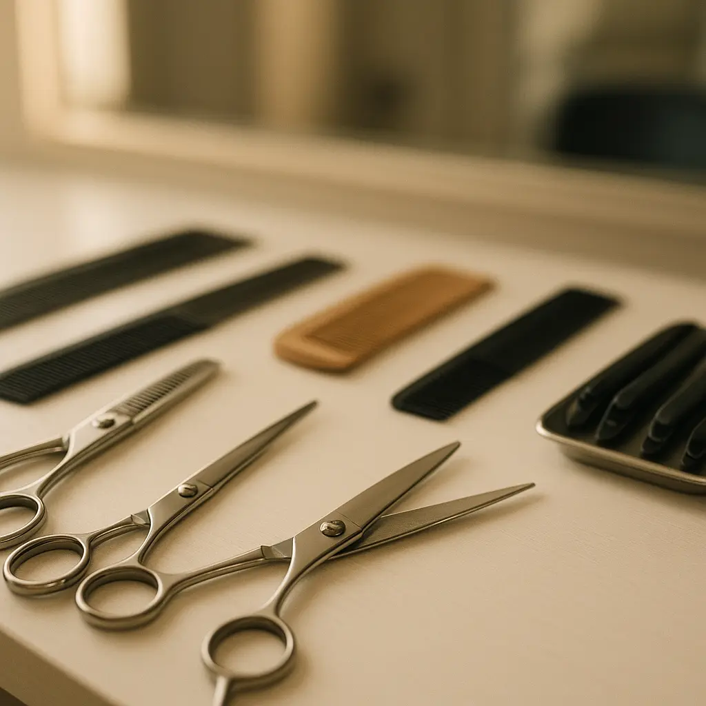 Friseurwerkzeuge am Arbeitsplatz